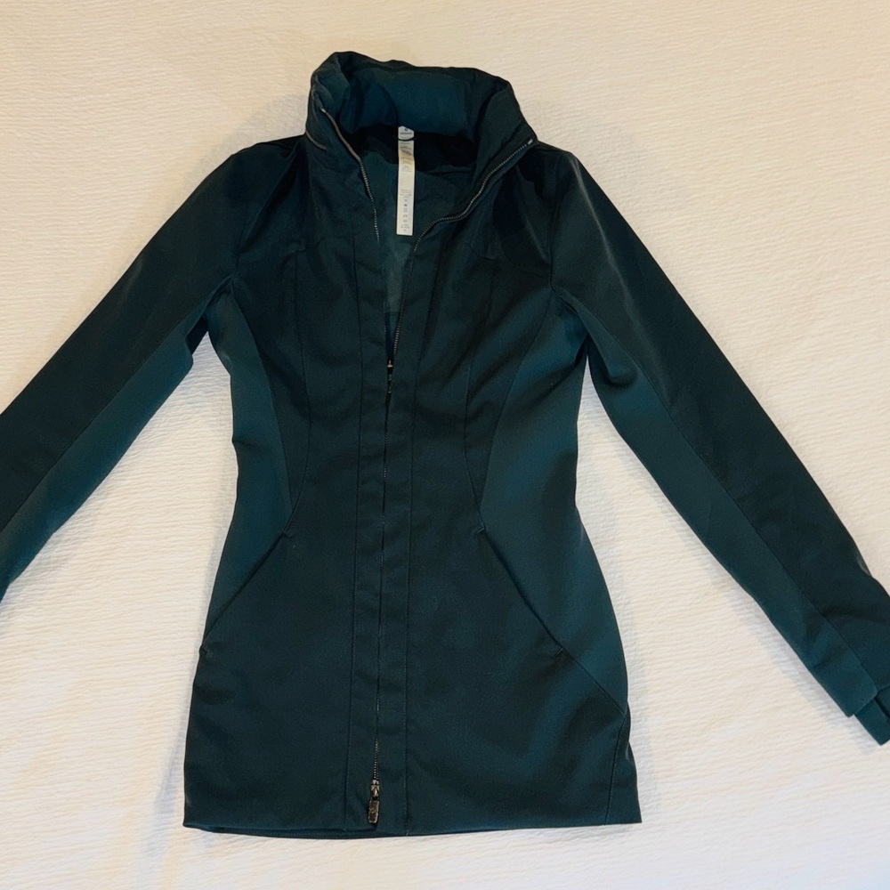 lululemon athletica Dark Green/Teal Trench-Style Performance Jacket